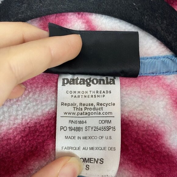 Patagonia Women's Synchilla T Snap Pullover Size S Pink Tie Dye Diamond Jacket - Picture 4 of 10